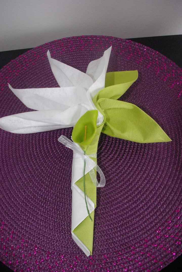 Pliage Serviette Palmier Blanc et Anis 