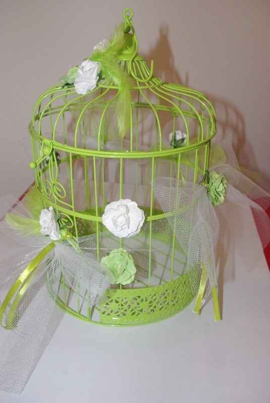 Urne cage à oiseau Vert anis et blanc