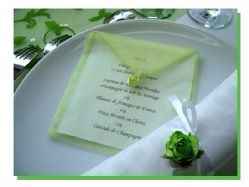 Pochettes Menu en Organdi vert anis