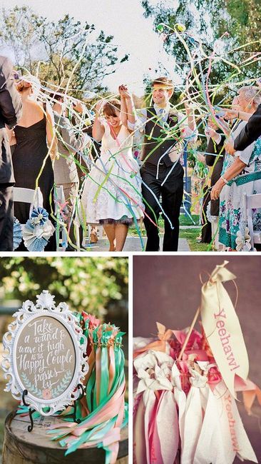 Les rubans attachés à des batons