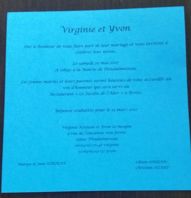 L'invitation à la mairie et au vin d'honneur