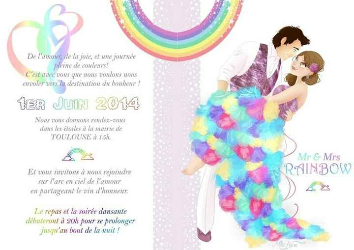 Inspiration mariage multicolore : les faire parts - 3