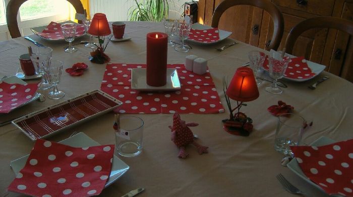 Decoration rouge à pois blancs - 2