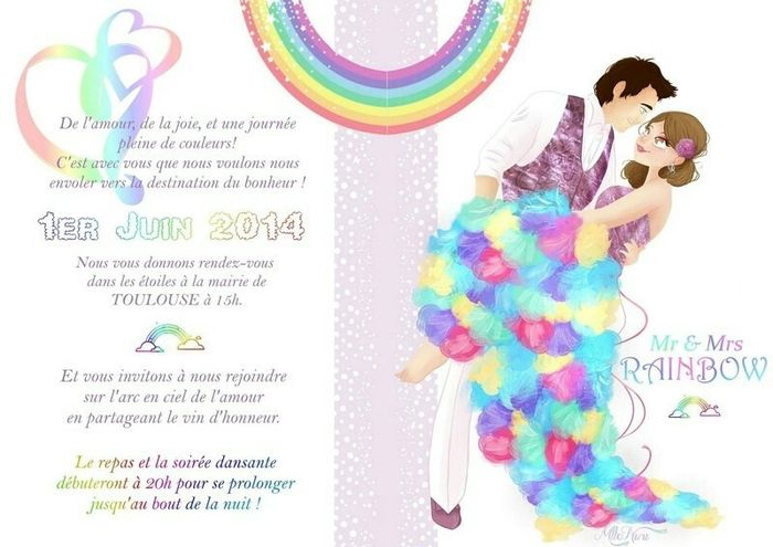 Inspiration mariage multicolore : les faire parts - 3