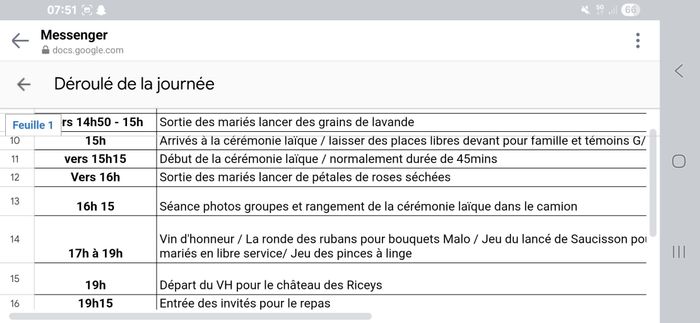 Planning jour j 3