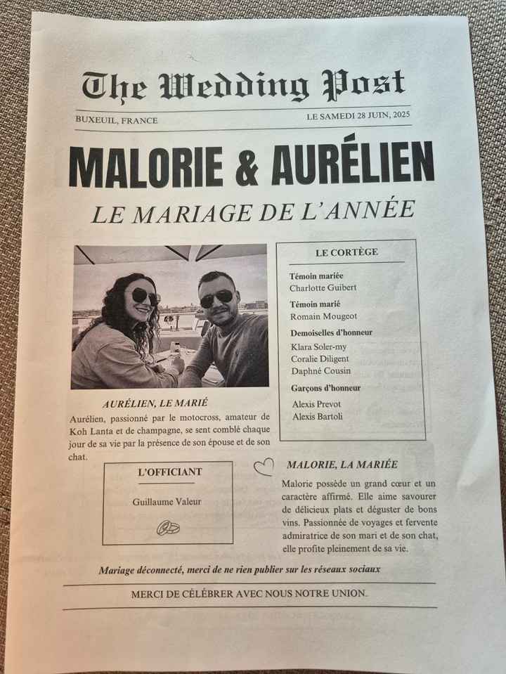 Gazette et nom de table - 1