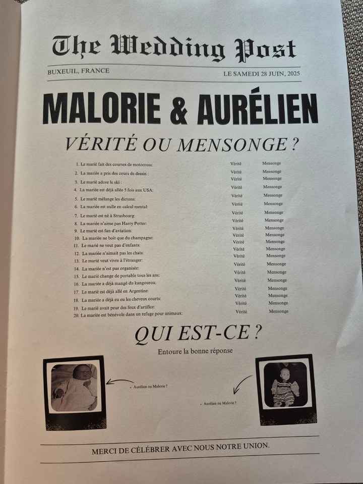 Gazette et nom de table - 3