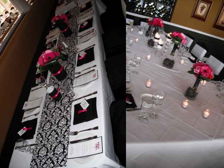 mariage noir, blanc et fuschia