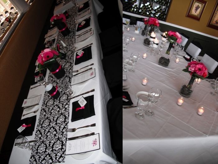 mariage noir, blanc et fuschia