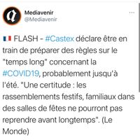 "Rassemblement festifs, familiaux dans les salles des fêtes pas envisageables avant longtemps..." - 