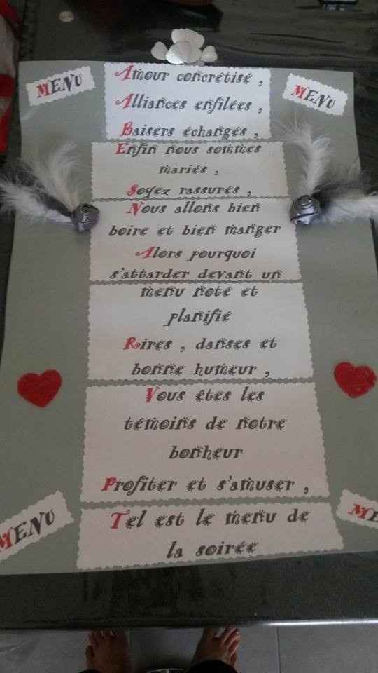 menu mariage