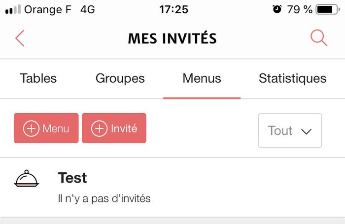 Le menu dans la confirmation de présence - 1