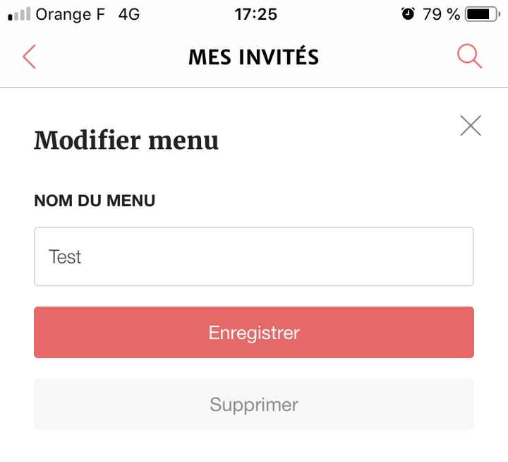 Le menu dans la confirmation de présence - 2