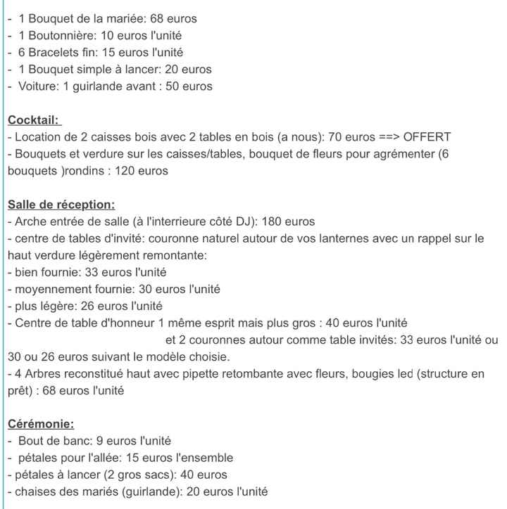 Devis fleuriste