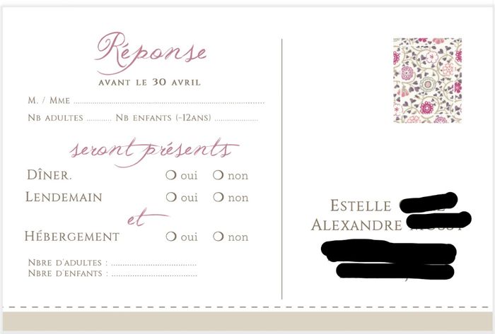 Faire part + carton réponse  4