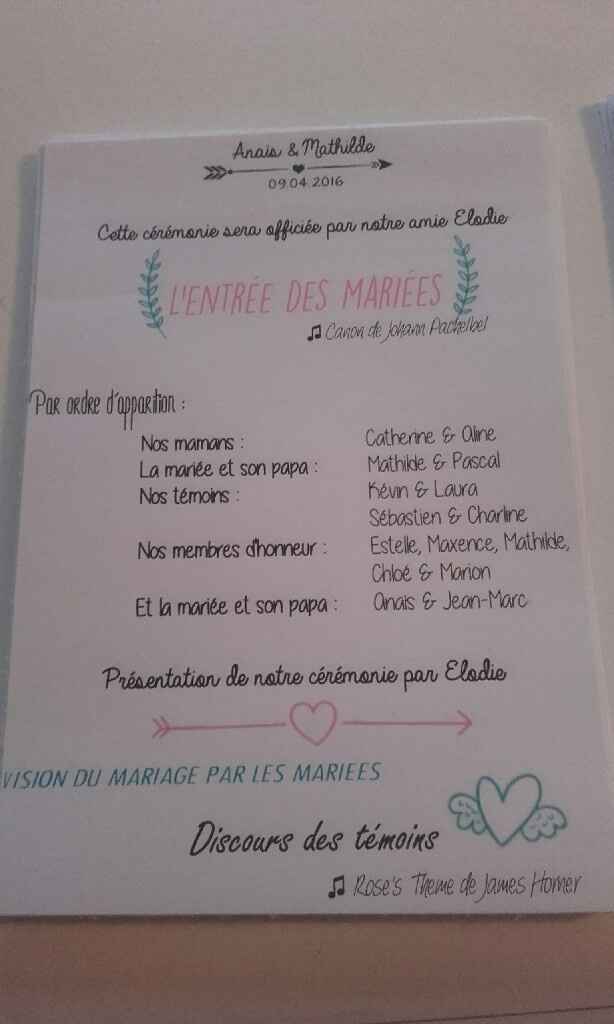 Programme journée mariage - 1