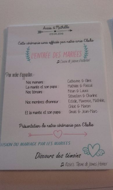 Programme journée mariage - 1