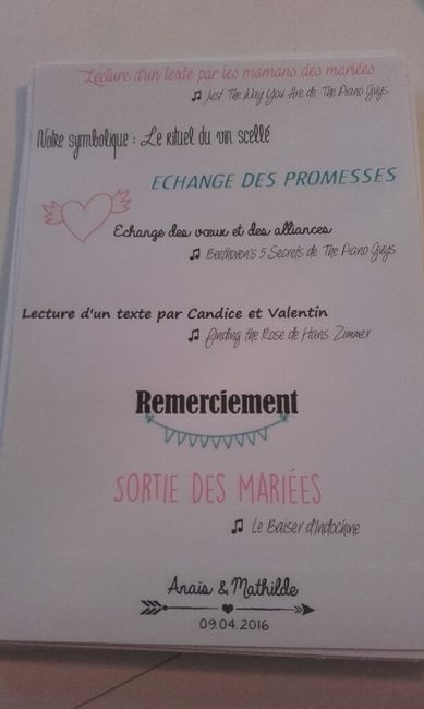 Programme journée mariage - 2
