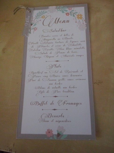menu et porte nom