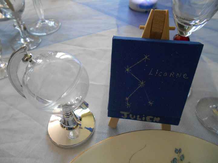Nos marque-place constellation et notre cadeau invités en forme de globe