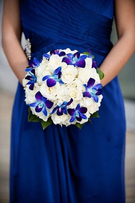 Bouquet rond bleu et blanc
