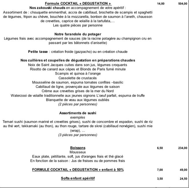 Devis traiteur - 1