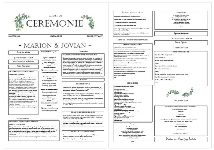 Livret de cérémonie