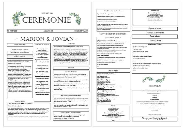 Livret de cérémonie