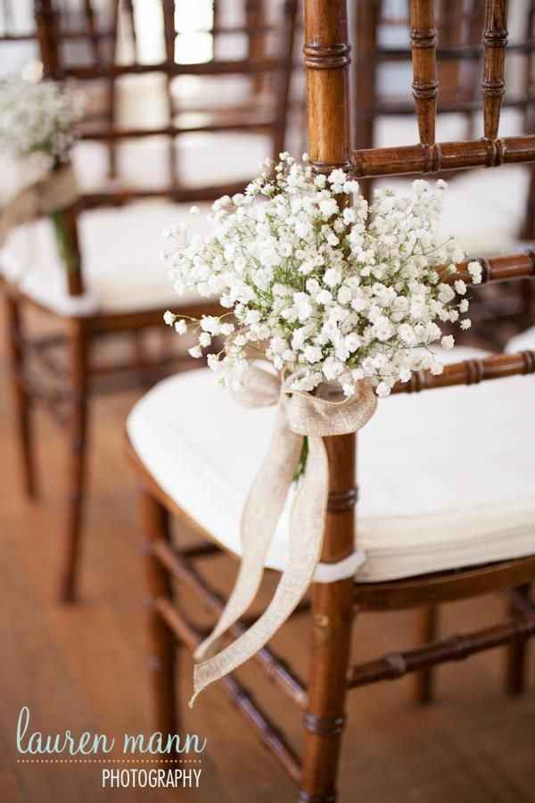 Noeud en jute + gypsophile 