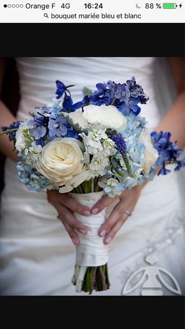 Sélections de bouquet de mariée bleu marine et blanc - 1