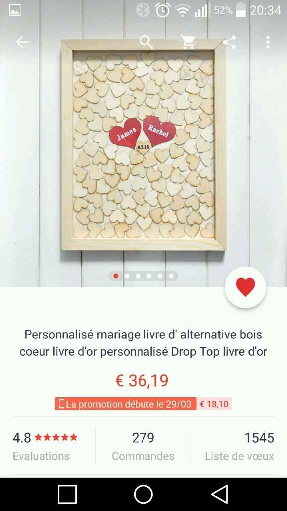Cadre coeur bois au lieu du livre d'or aliexpress - 1