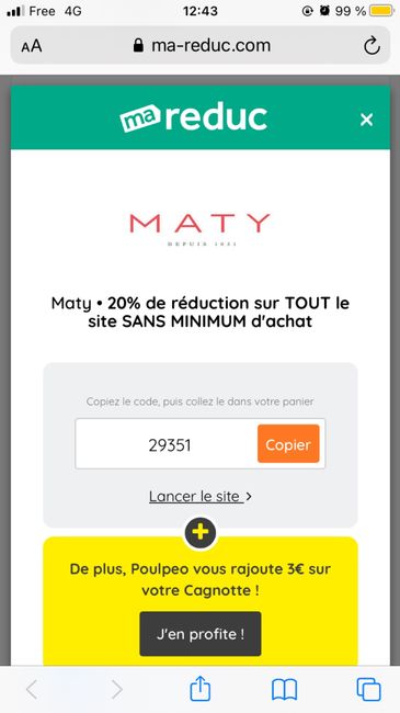Code réduction maty ? 1