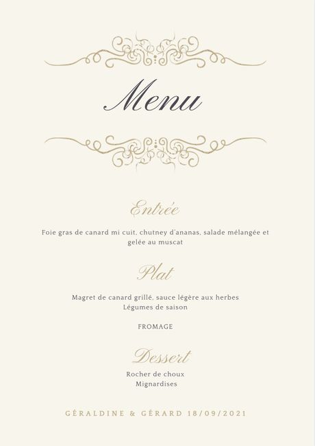 Menus et marque place - 1