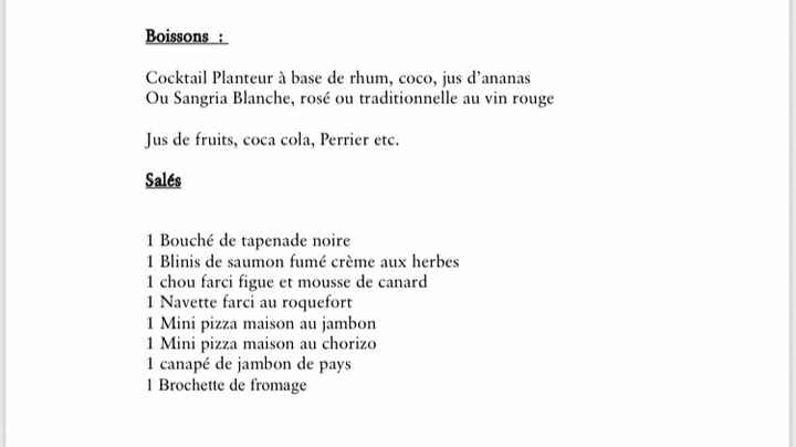 Idées menus de mariage - 1