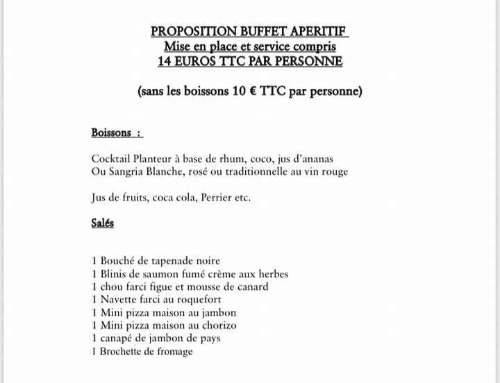 Prix traiteur - 1