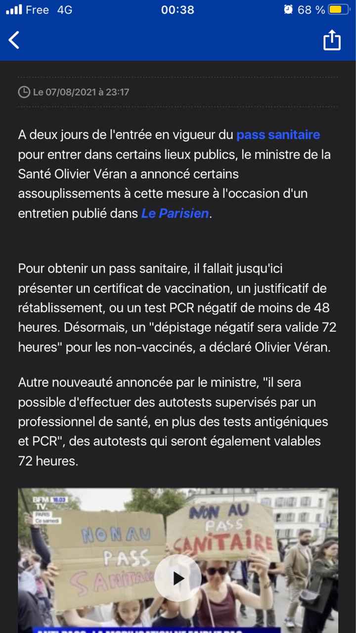 Dossier déposé et pass sanitaire - 1
