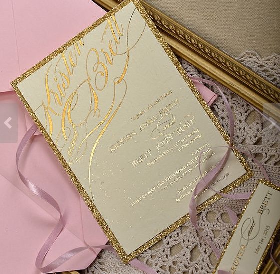 faire part rose doré