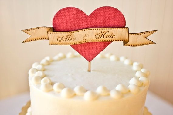 cake topper coeur et prénoms