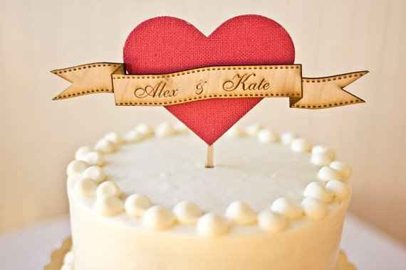cake topper coeur et prénoms