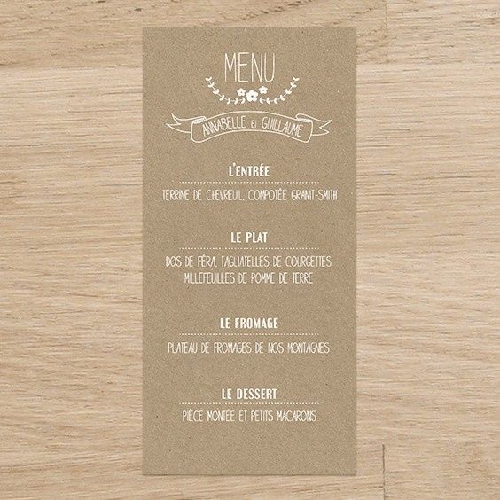 menu kraft