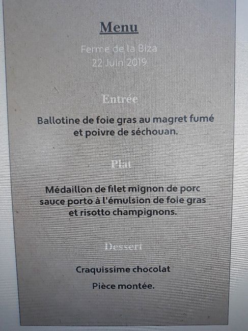 Notre menu. - 1