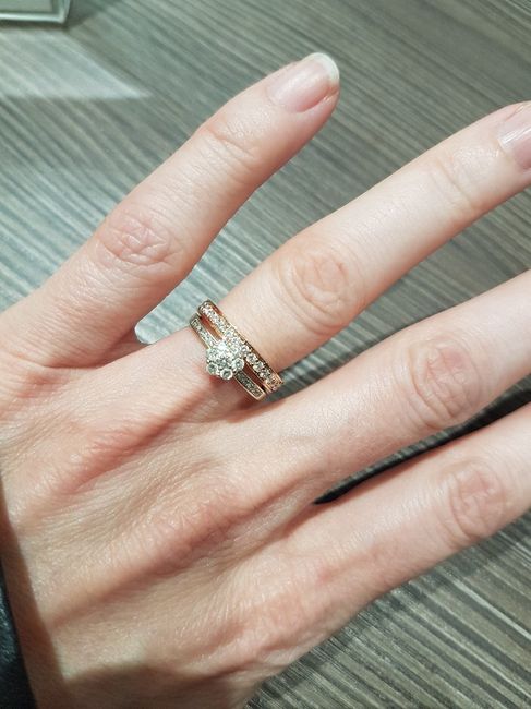 Bague fiançailles or blanc et alliance or rose - 1