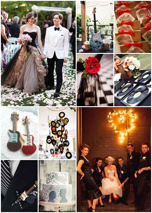 Mariage rock and roll, musique, rouge, noir, blanc - 3