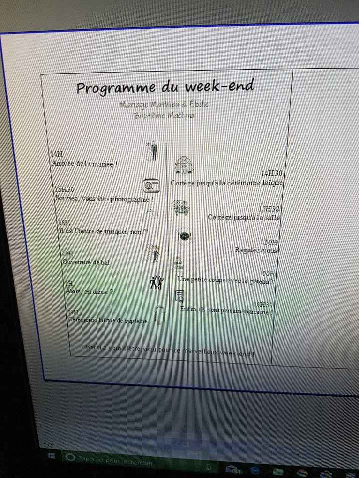 Programme jour j - 1