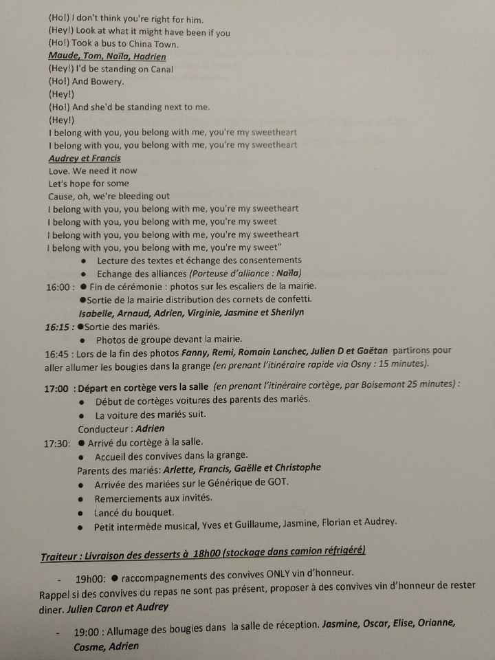  Mes documents d'organisation et logistique du jour j - 3