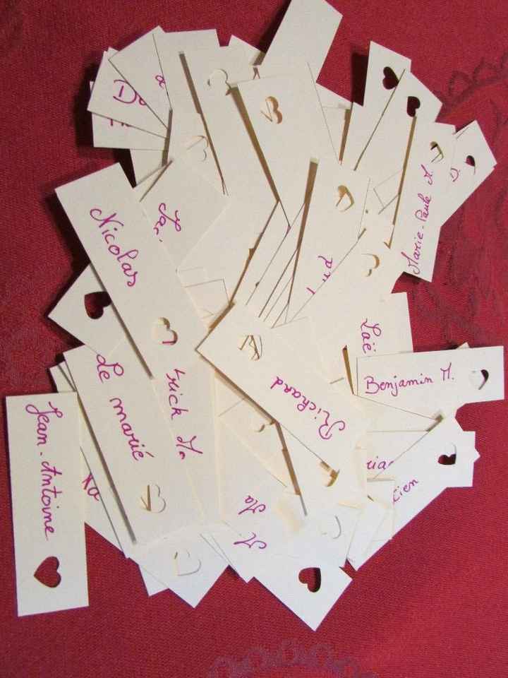 Et j'ai fait mes "portes noms" qui seront accrochés à mes serviettes (que j'avais bien rangé et que 