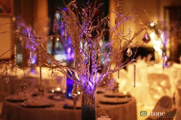 arbre centre table leds, billes eau diamants