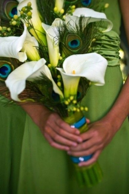 Bouquet mariée plume de paon