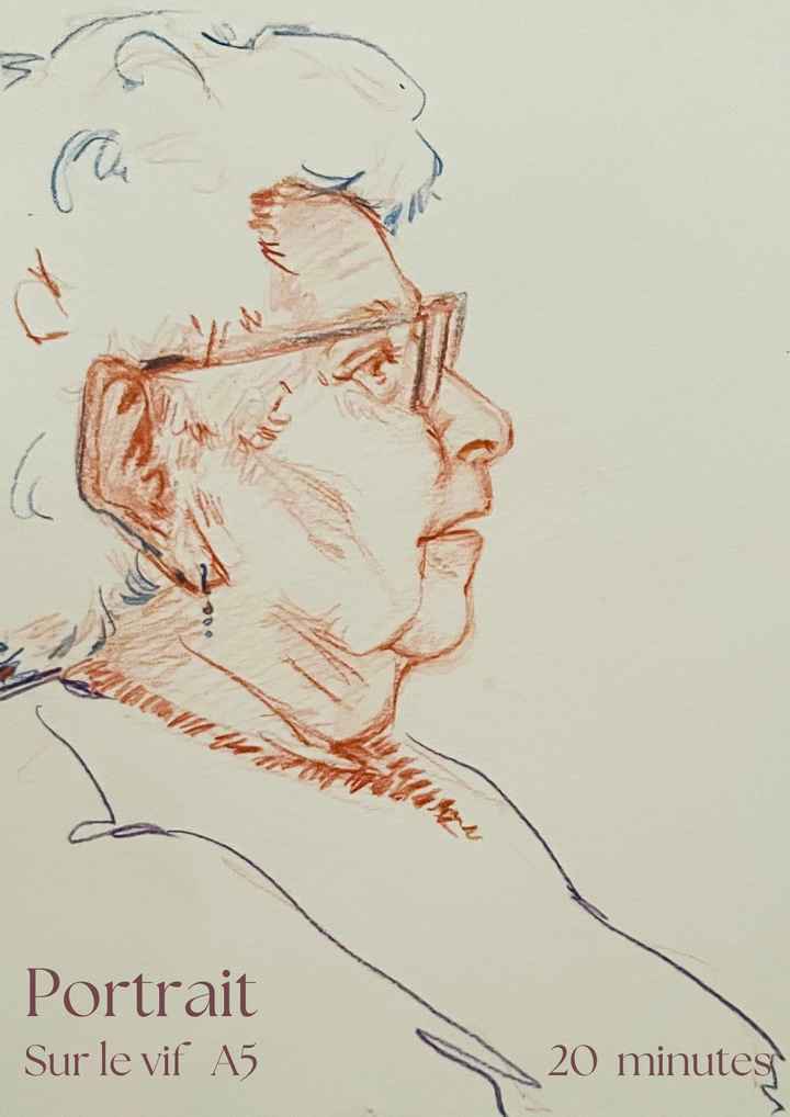 Portrait sur le vif lors d'un anniversaire. 