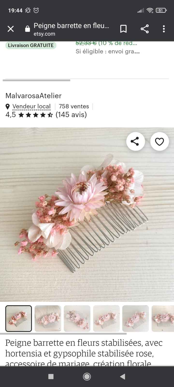 Accessoire cheveux mariage champêtre - 1